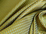 100% Silk Jacquard Dashed Square Texture "oregano" Green Gold Plaid