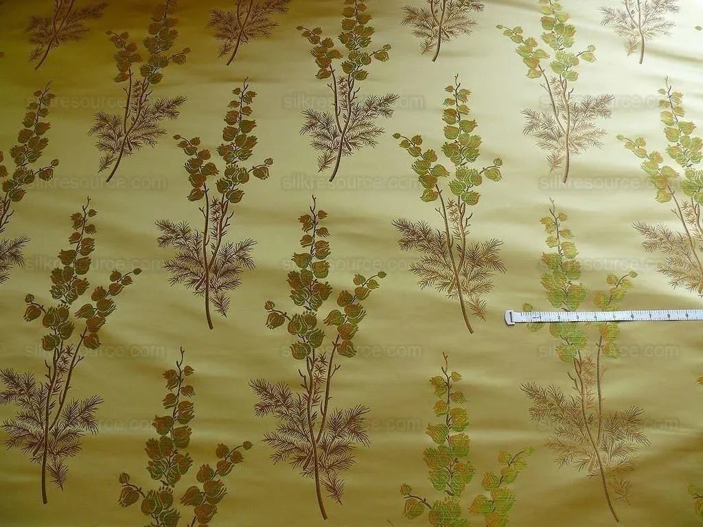 SCHUMACHER 100% SILK 100% SILK LAMPAS BELL FLOWER "PINE" GREEN G