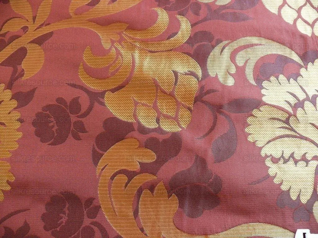 100% SILK LAMPAS CARNATION CREWEL "SHIRAZ" MAROON