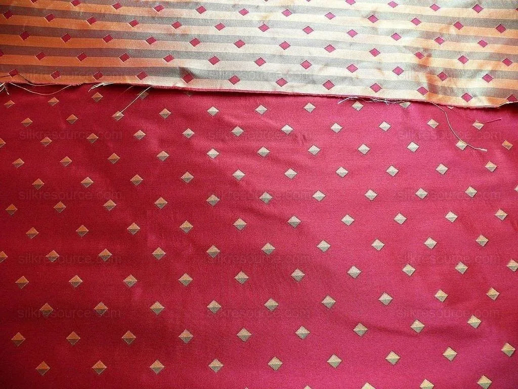 100% SILK LAMPAS DIAMOND DOT "MULBERRY" MAGENTA