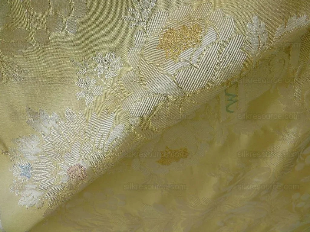 100%SILK DAMASK LISERE ROSE URN "GOLDSPUN" ECRU