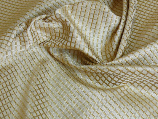 100% SILK JACQUARD DASHED SQUARE TEXTURE "BLONDE" CREAM