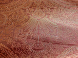 100% SILK FINE LINE DAMASK LAMPAS PAISLEY "RED PEPPER" RED