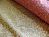 100% SILK FINE LINE DAMASK LAMPAS PAISLEY "SPRIG" PINK