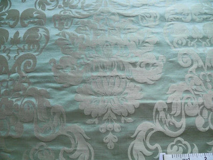 100% SILK DAMASK RAW TEXTURE FLORAL "BIJOU BLUE"