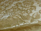 100% SILK DAMASK RAW TEXTURE FLORAL "CREAM PUFF" GOLD