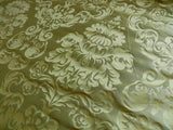 100% SILK DAMASK RAW TEXTURE FLORAL "FOGGY GREEN"