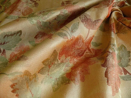 RM COCO 100% SILK LAMPAS AUTUMN TRI-LEAF FLOWER "MONARCH" GOLD