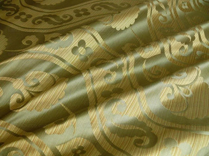 100%SILK DAMASK PEONY RIVER "PALM" GREEN