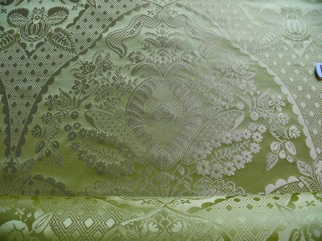 100% SILK RENAISSANCE DAMASK "WILLOW" GREEN