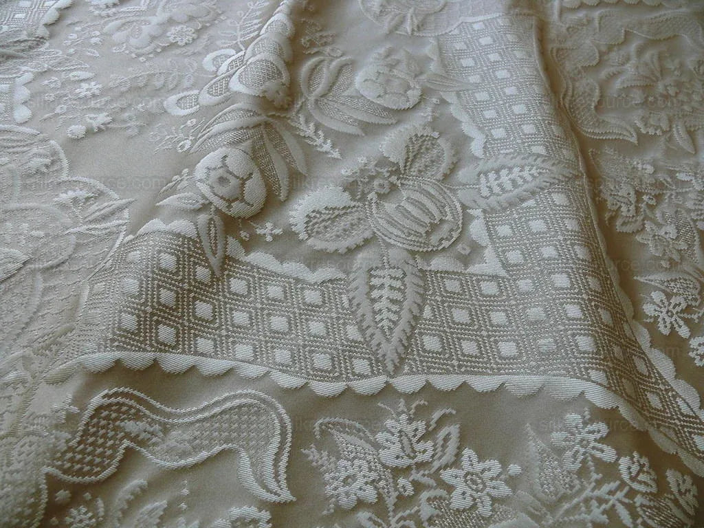 100% SILK RENAISSANCE DAMASK "BISCOTTI" ECRU