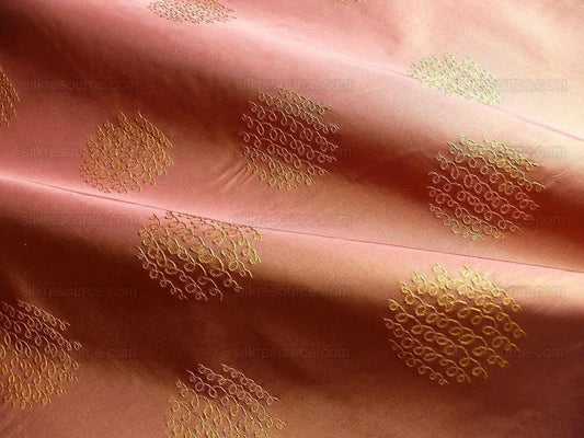 100% SILK DAMASK LOOP DOODLE "AMBER" ORANGE BTY