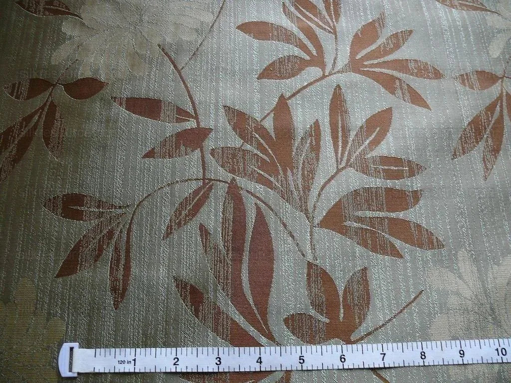 100% SILK LAMPAS BALI BREEZE "PATINA" BLUE-GRAY WALNUT BROWN