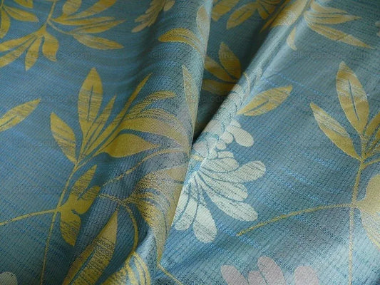 100% SILK LAMPAS BALI BREEZE "OCEAN" BLUE