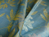 100% SILK LAMPAS BALI BREEZE "OCEAN" BLUE