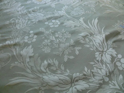 100%SILK DAMASK LISERE ROSE URN Renaissance "PALM" LIGHT GREEN