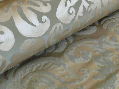 HiEND ABSTRACT"PAPERCUT"SILK SWIRL FLEUR De LYS GREY SILVER "117