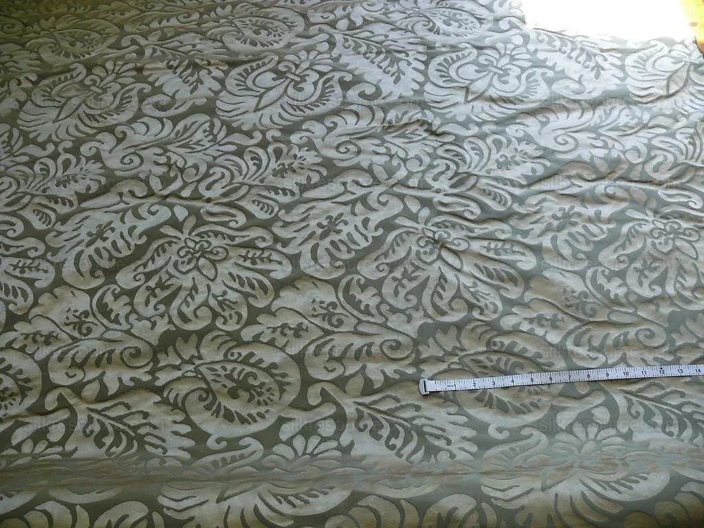 Hiend Abstract"papercut"silk Swirl Fleur De Lys Grey Silver Pomegranite"117