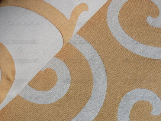 Scalamandre Peach White Swirl Silk Organza Pocket Weave Semi Sheer