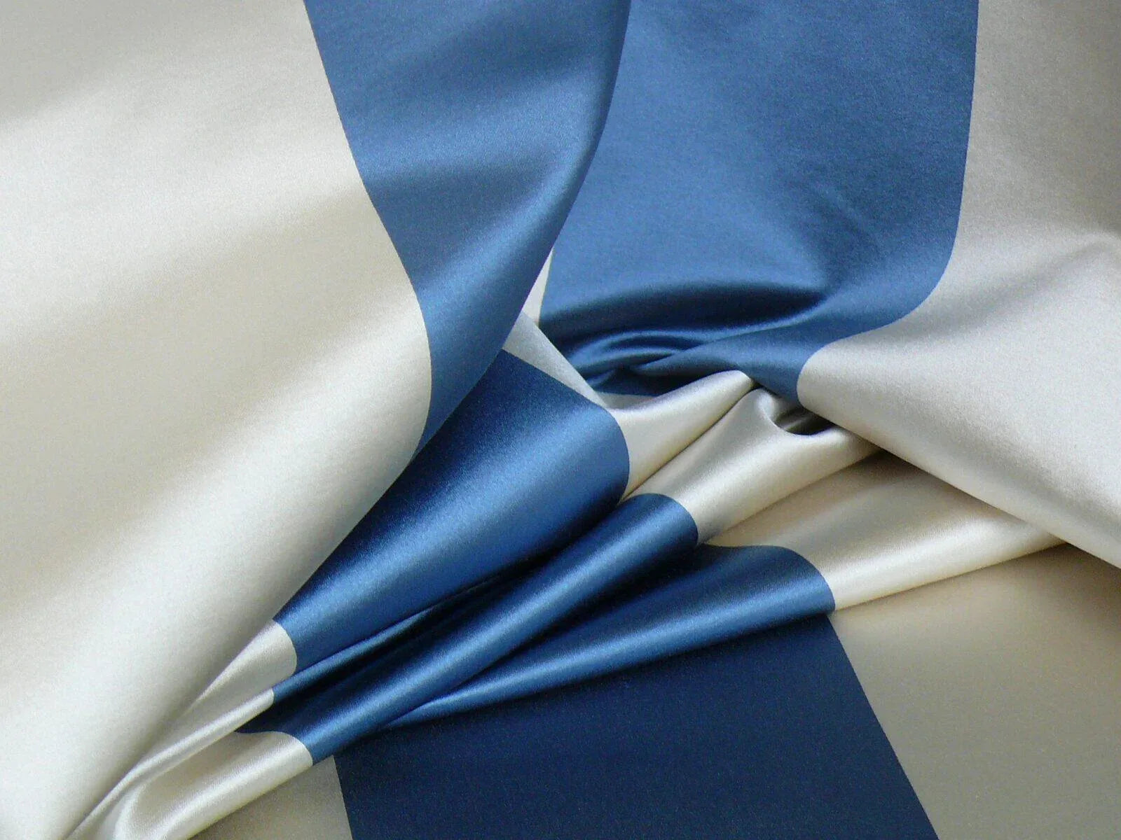 CLARENCE HOUSE SILK SATIN 5" STRIPE TICKING BLUE&WHITE