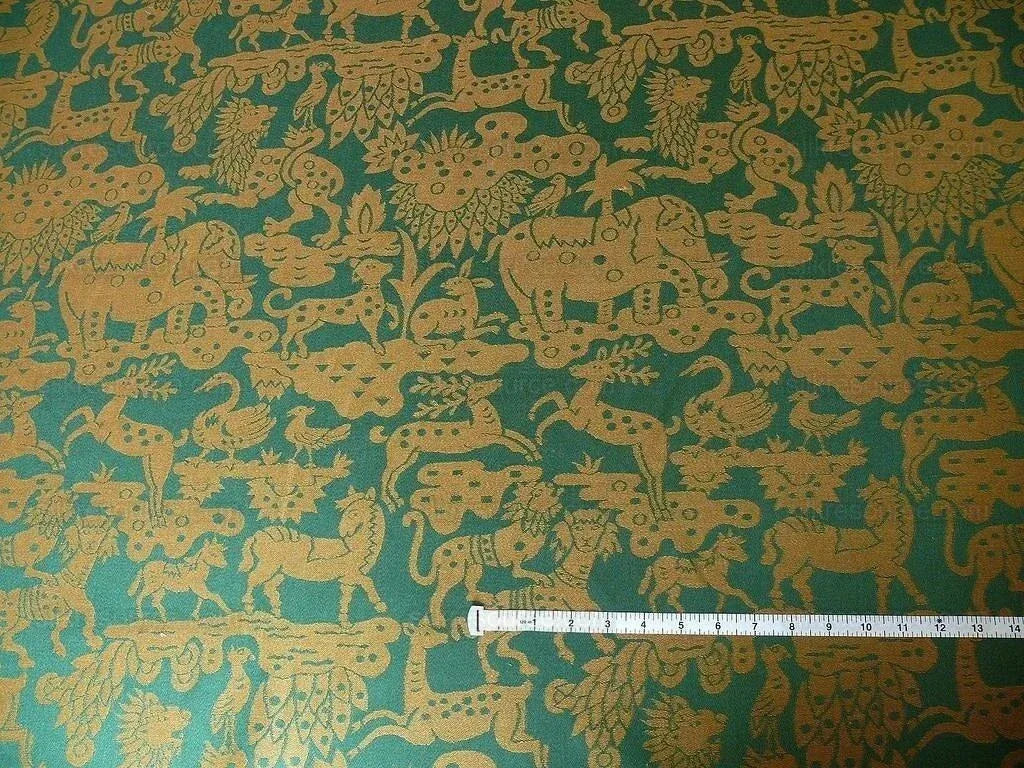 By Yard Clarence House Myth Animal Wool Epingle Hunter Green &amp; Bronze