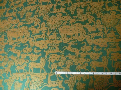 By Yard Clarence House Myth Animal Wool Epingle Hunter Green &amp; Bronze