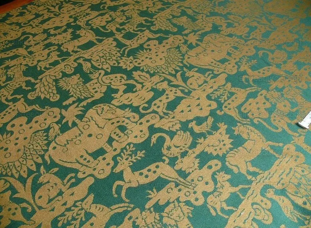 By Yard Clarence House Myth Animal Wool Epingle Hunter Green &amp; Bronze