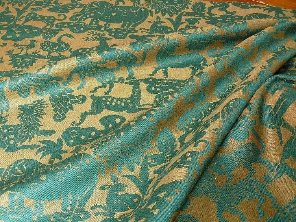 By Yard Clarence House Myth Animal Wool Epingle Hunter Green &amp; Bronze