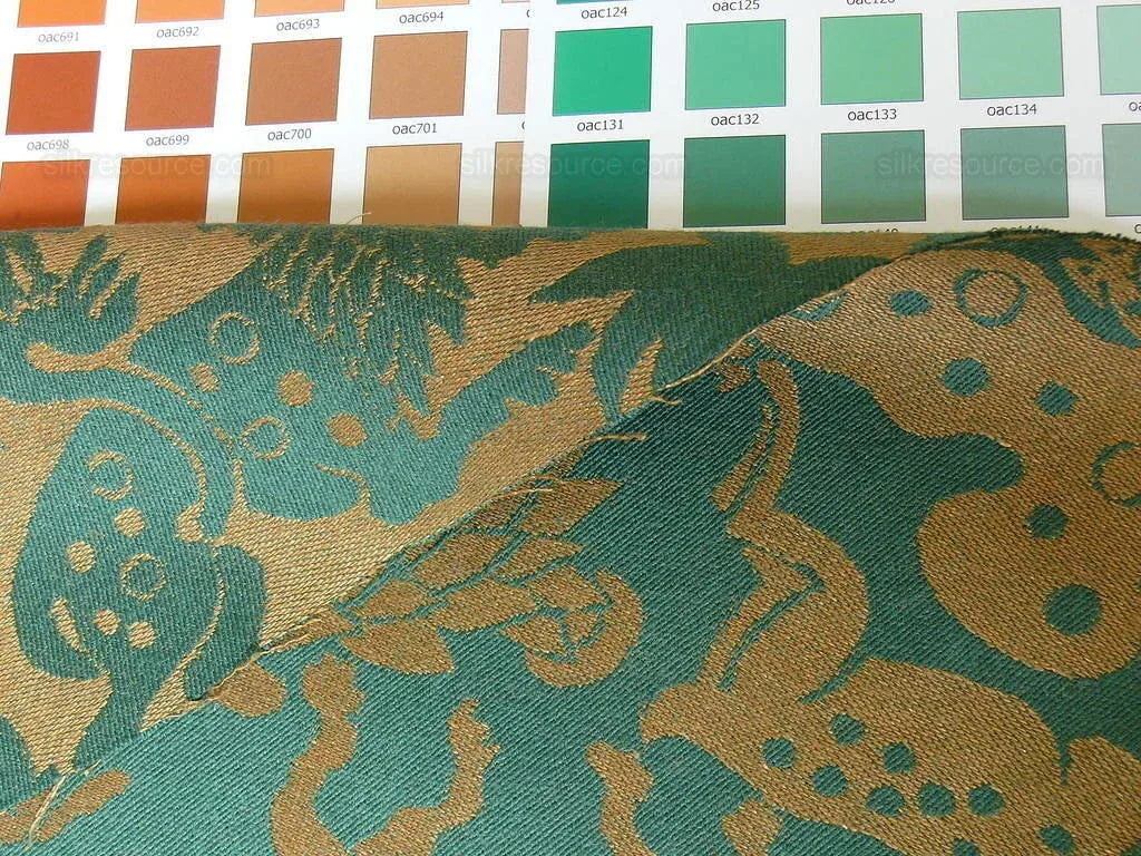 By Yard Clarence House Myth Animal Wool Epingle Hunter Green &amp; Bronze