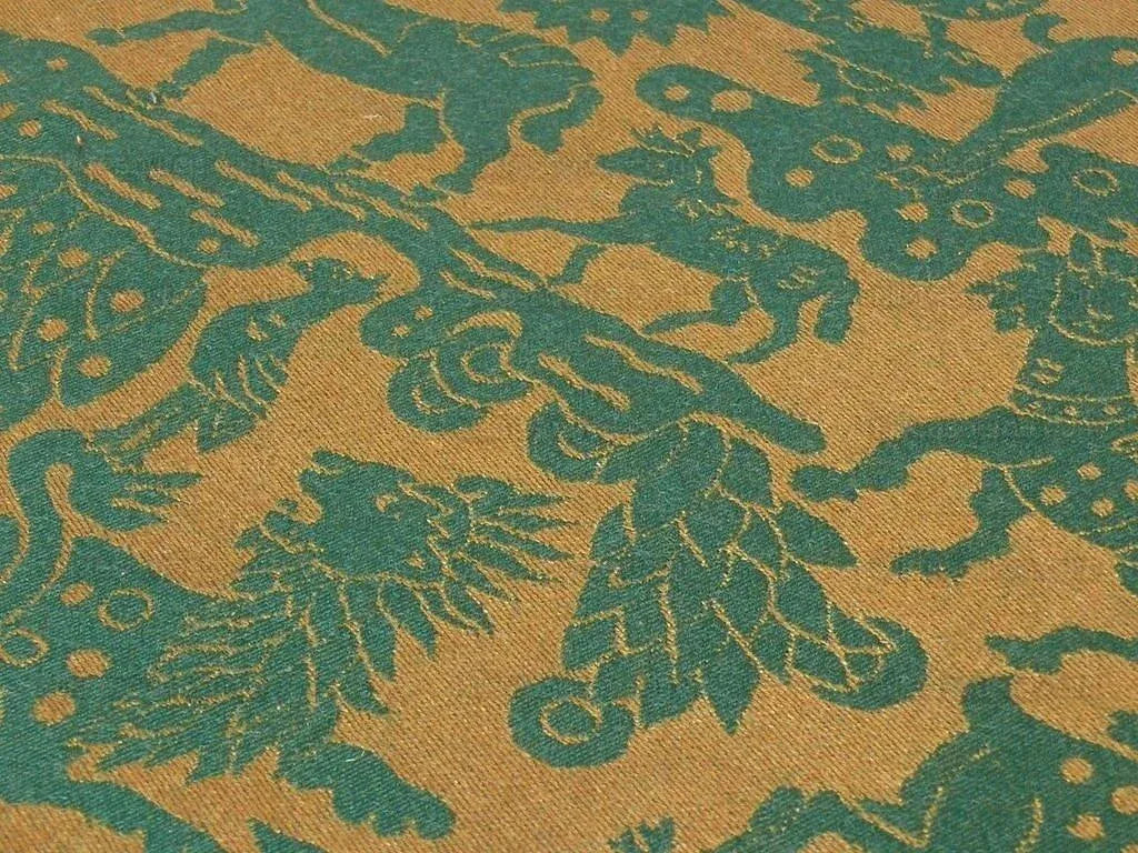 By Yard Clarence House Myth Animal Wool Epingle Hunter Green &amp; Bronze