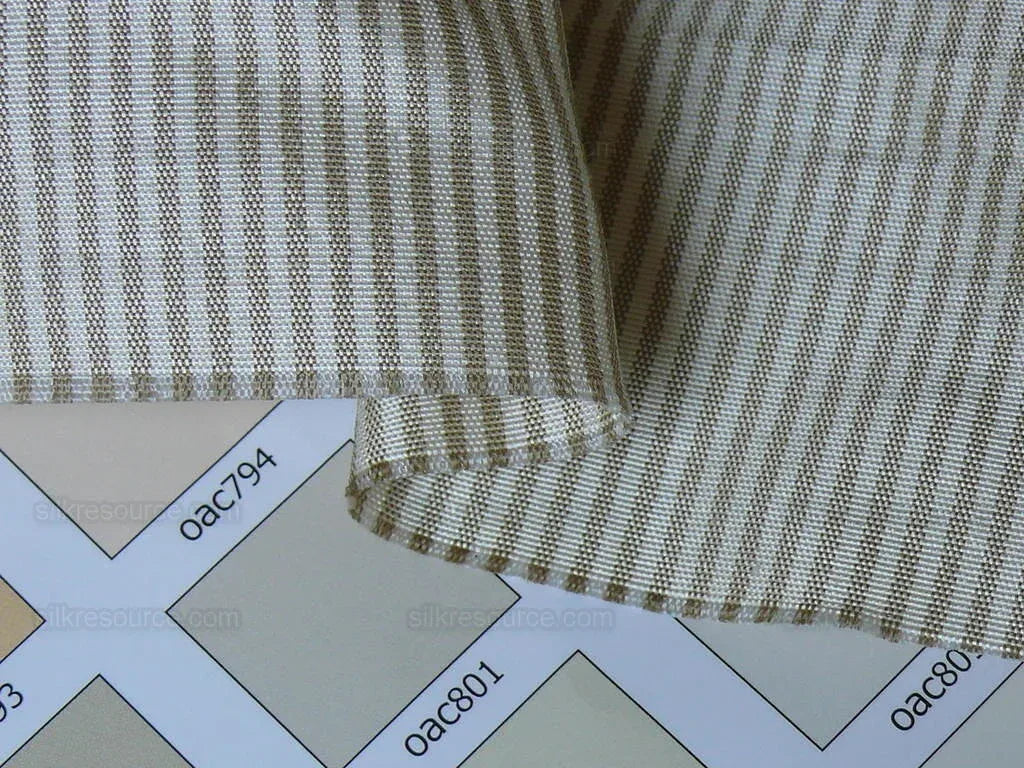 G. P. & J. Baker Lee Jofa White Coffee Pin Stripe Silk Taffeta9y