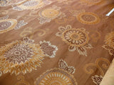 By yard Asian Modern 100% Silk Jacquard Retro Mum "cognac" Brown Beige