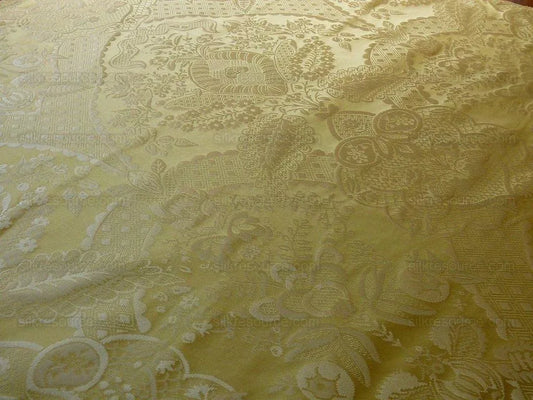 100% SILK RENAISSANCE DAMASK "LEMON" YELLOW