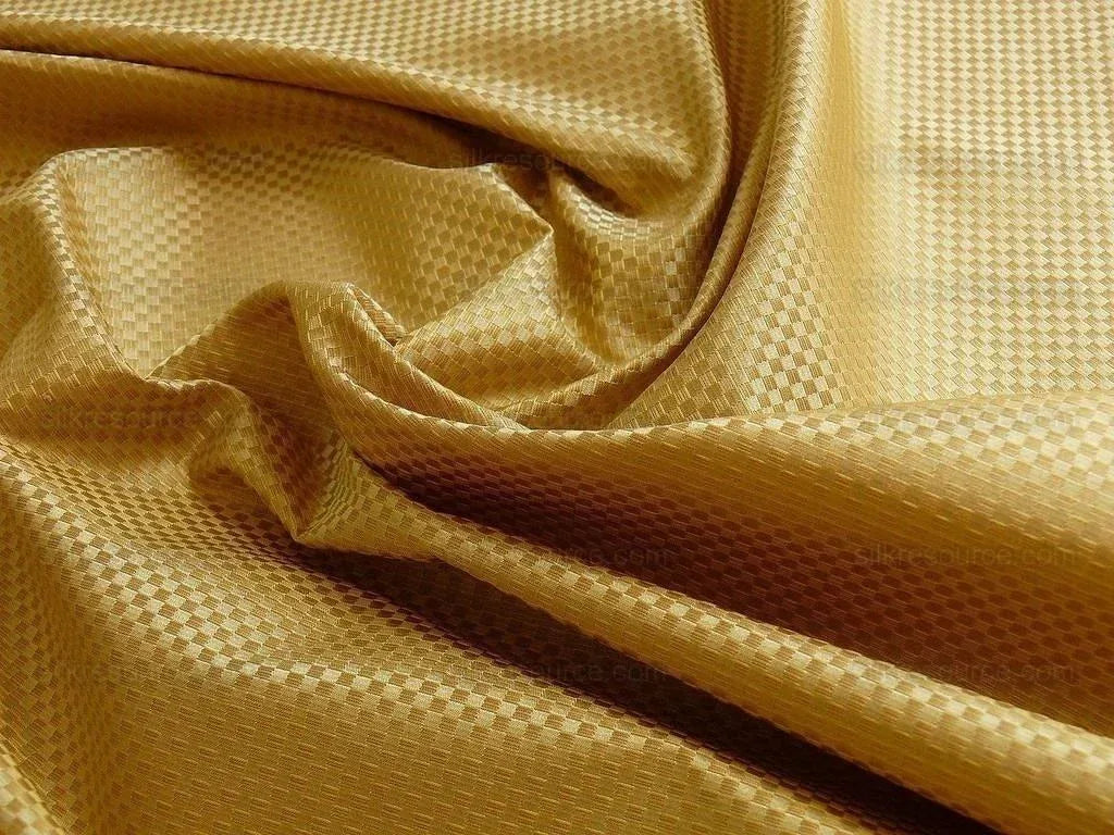 100% SILK DAMASK TEXTURE "AMBER" GOLD