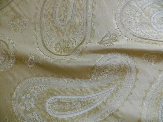 100% SILK JACQUARD FIRE-AGE PAISLEY "FLAX" ECRU