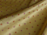 BTY 100% Silk Lampas Diamond Dot "citrus" Yellow Orange Pink  Stripe Reversible