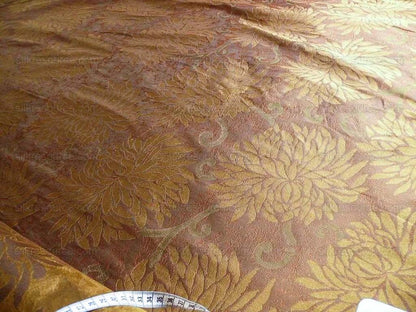 High End 100% Silk Jacquard Kimono Mum Chrysanthemum Flower "coin" Copper Gold