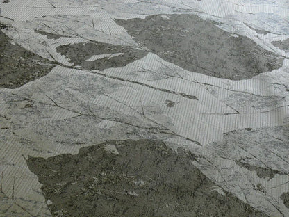 100% SILK LAMPAS WITHERED LEAF "PEWTER" SILVER