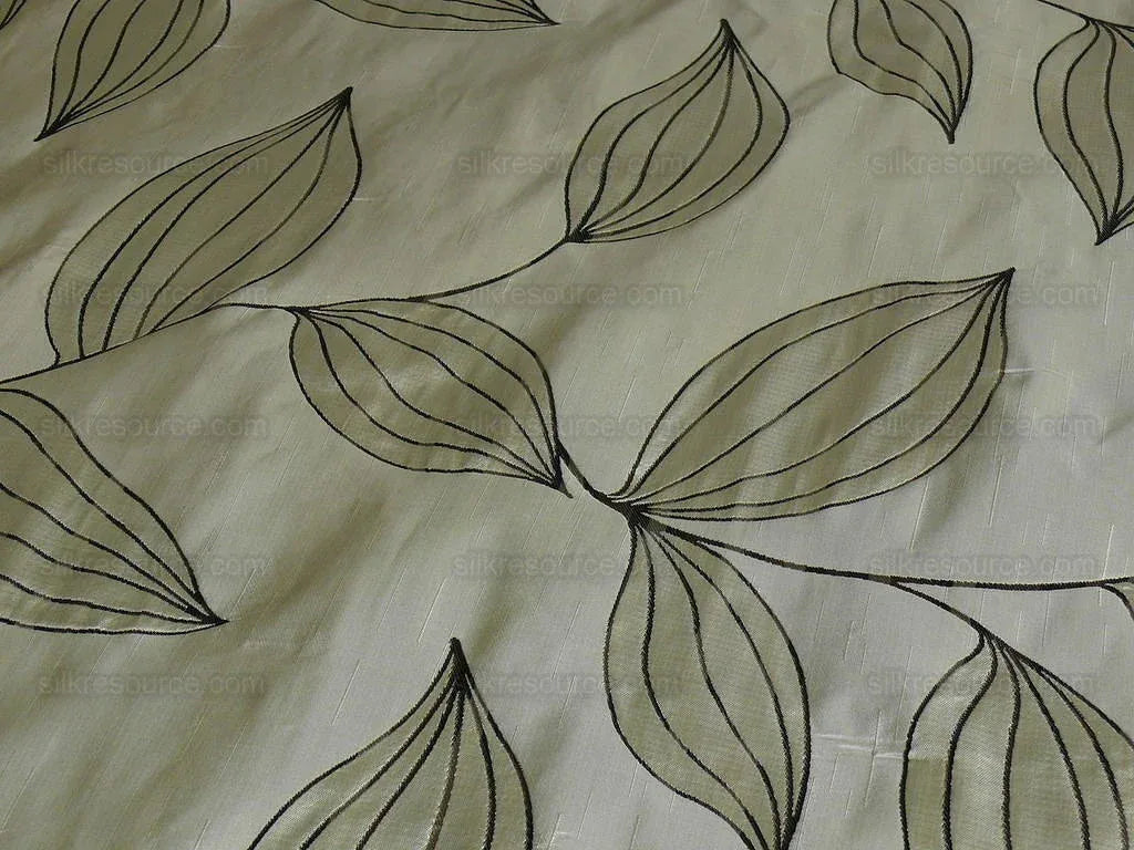 100% SILK LAMPAS MODERN VINE "SILVER"