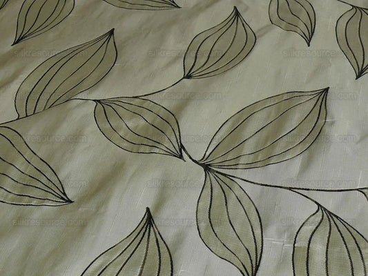 100% SILK LAMPAS MODERN VINE "SILVER"