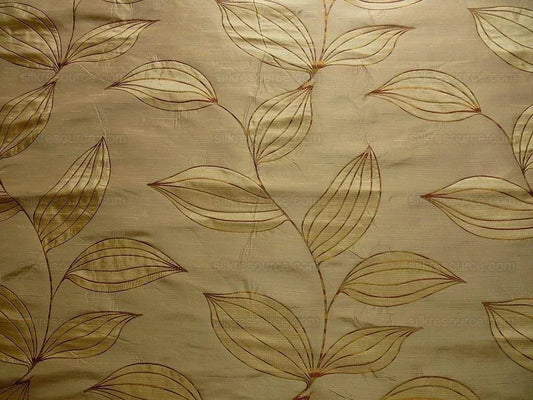 100% SILK LAMPAS MODERN VINE "BRONZE"