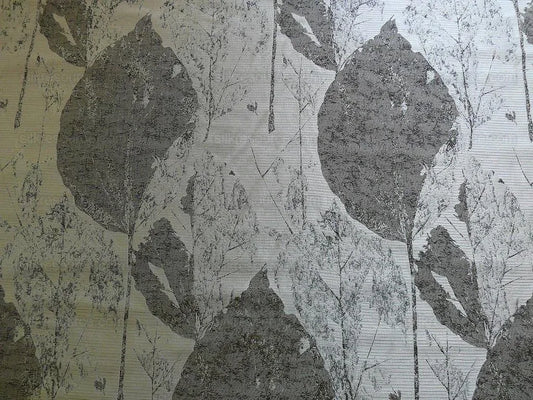 100% SILK LAMPAS WITHERED LEAF "PEWTER" SILVER