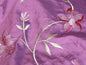 100%SILK EMBROIDERY LAVENDER PLUM w RED ROSE TULIP