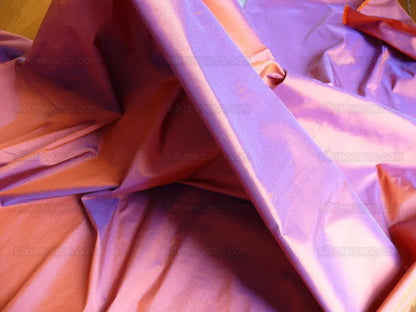 DONGHIA SILK TAFFETA RED PUMPKIN & BLUE IRIDESCENT