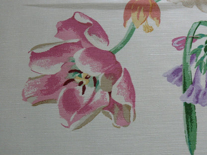 Brunschwig &amp; Fils Sabrina Linen Pink Tulips Daffodils Lilacs