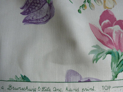 Brunschwig &amp; Fils Sabrina Linen Pink Tulips Daffodils Lilacs