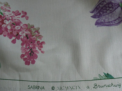Brunschwig &amp; Fils Sabrina Linen Pink Tulips Daffodils Lilacs