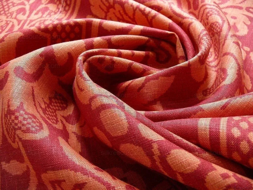 By Yd Vervain Trocadero 100%linen Print Berry Red Raspberry Hot Pink #395