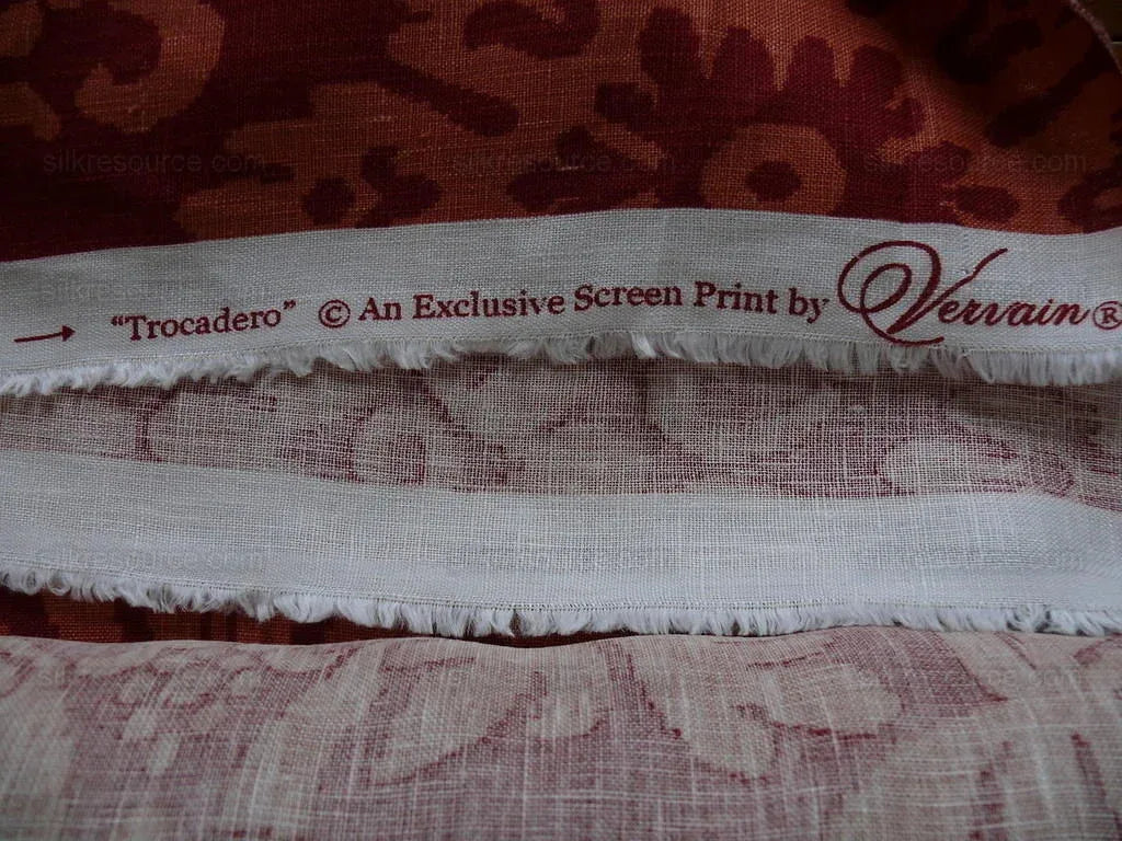 By Yd Vervain Trocadero 100%linen Print Berry Red Raspberry Hot Pink #395