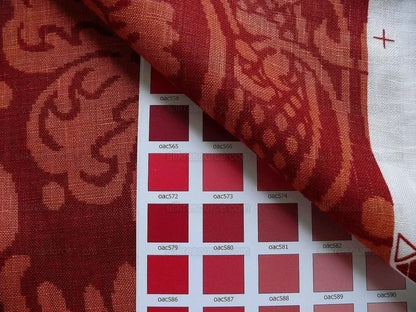 By Yd Vervain Trocadero 100%linen Print Berry Red Raspberry Hot Pink #395